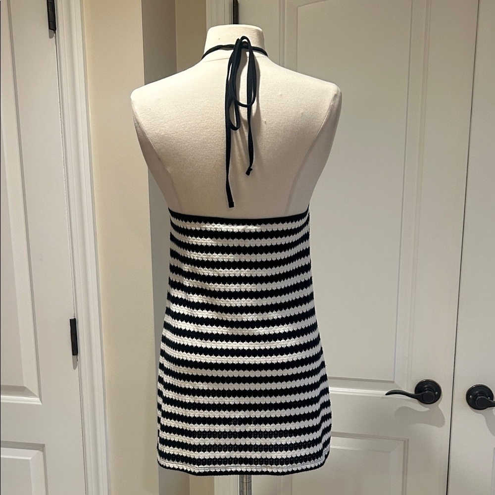New Motel Black and White Striped Halter coverup Dress - Picture 9 of 10